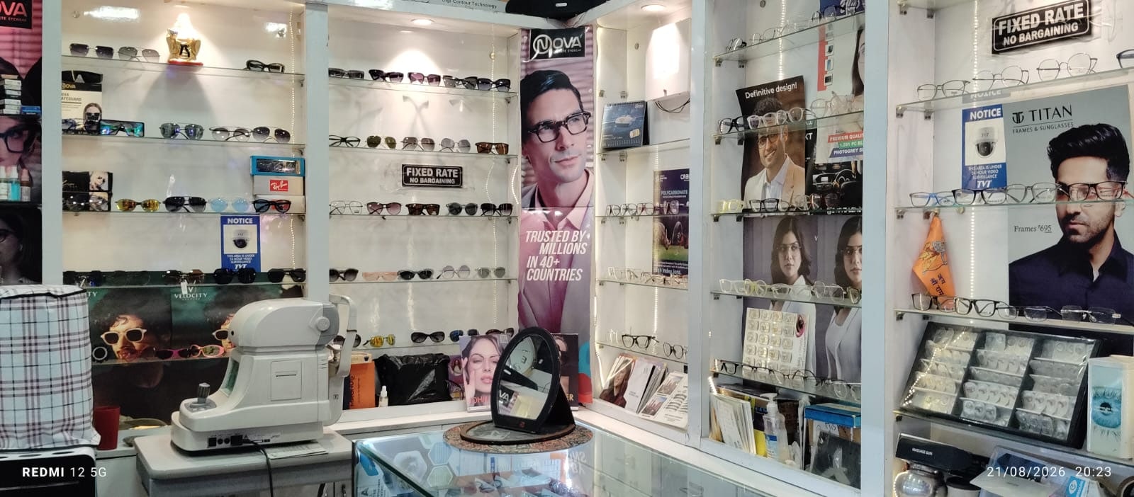 Interior of the store showing frames and sunglasses on display