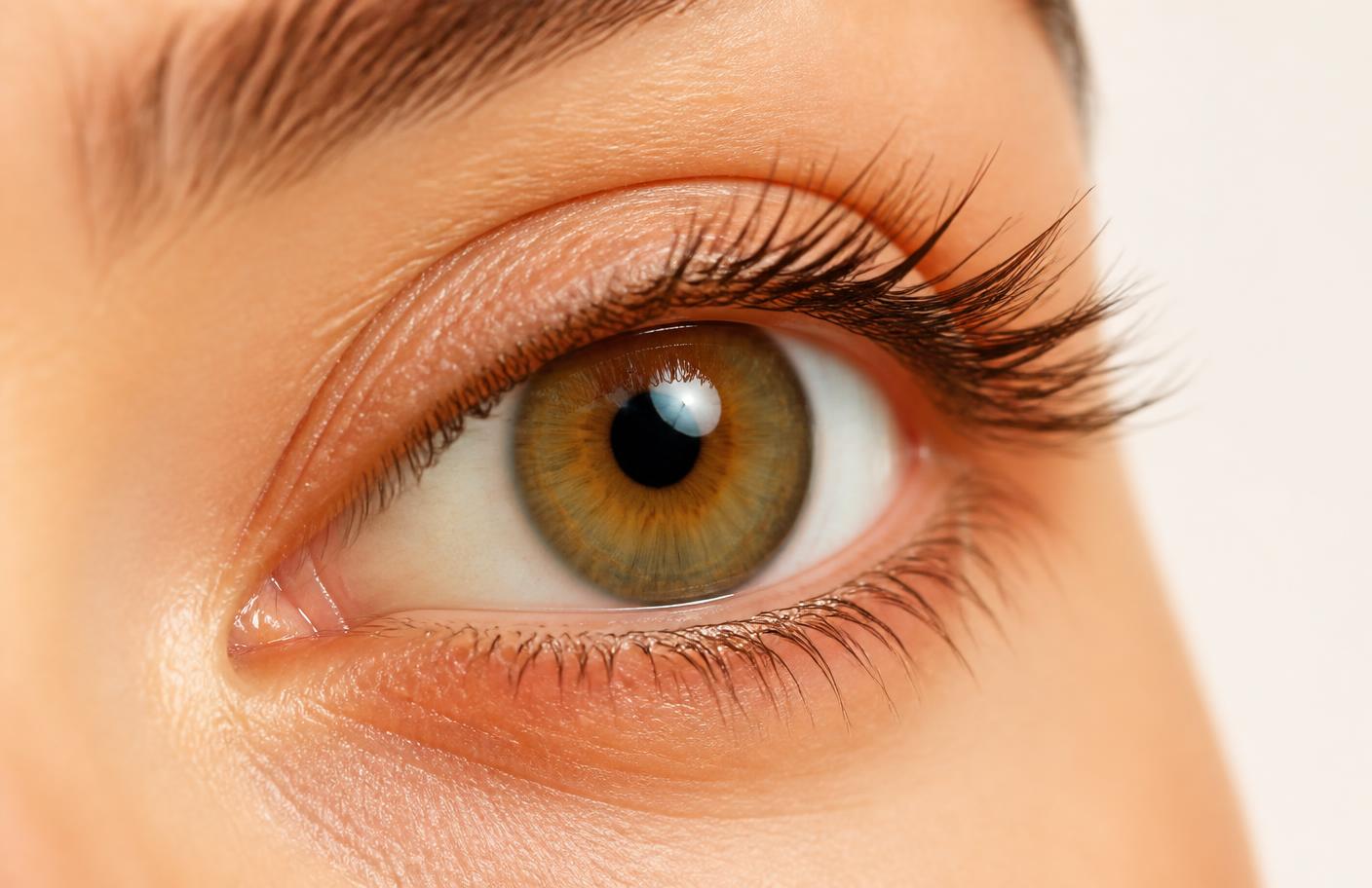Close-up of a hazel eye with soft natural lighting