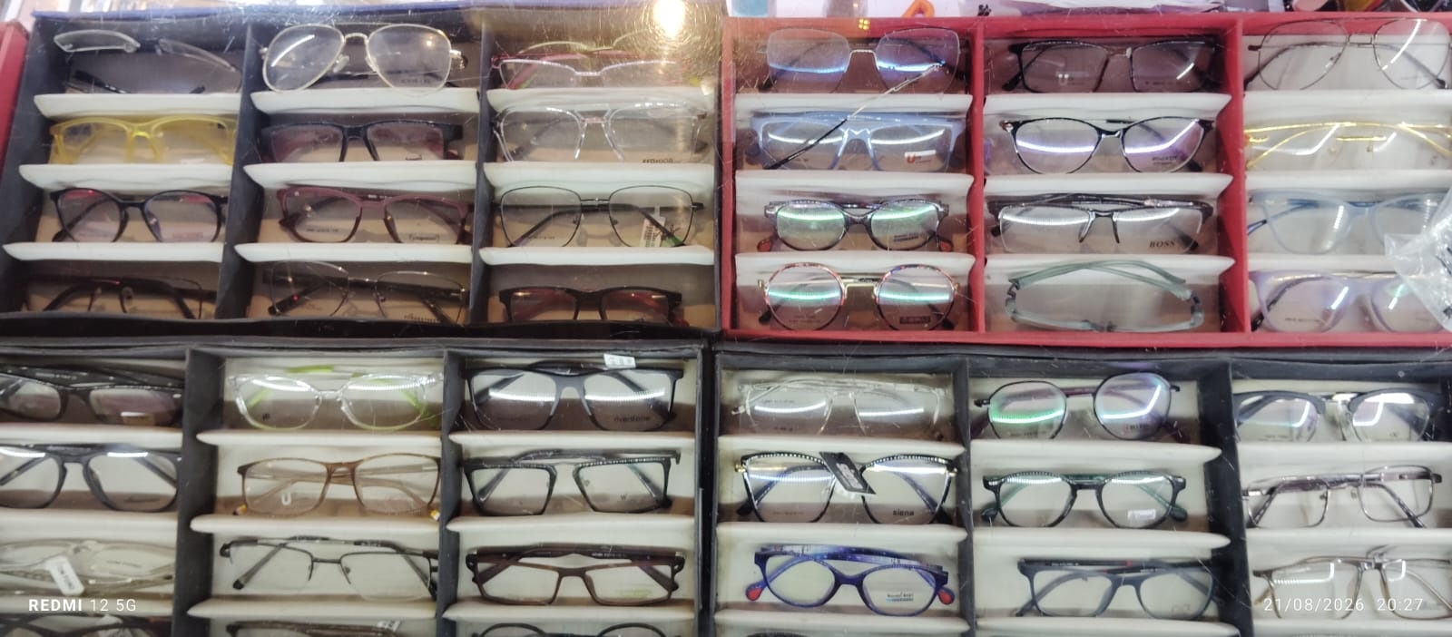 Close-up of the frames display cabinet